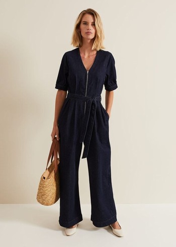 Phase Eight Florisa Denim Jumpsuit Wash Canada | UEQGAF-413